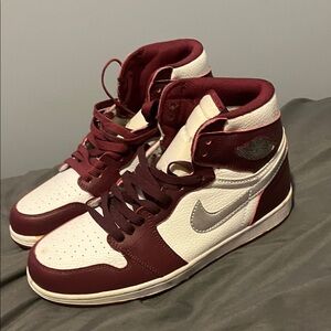 Nike Burgundy and White High-Top Sneakers